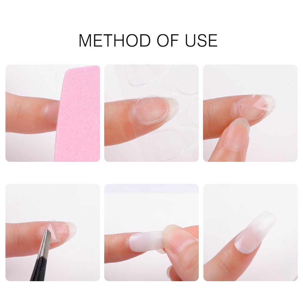 [Harga Grosir] Tips Kuku Palsu Palsu Seni Stiker 24 Pcs Kuku Palsu Dua Sisi Art Tape Perekat Lem Stiker Makeup Accesoires Alat DIY Tips Kuku Palsu Akrilik Manicure Gel