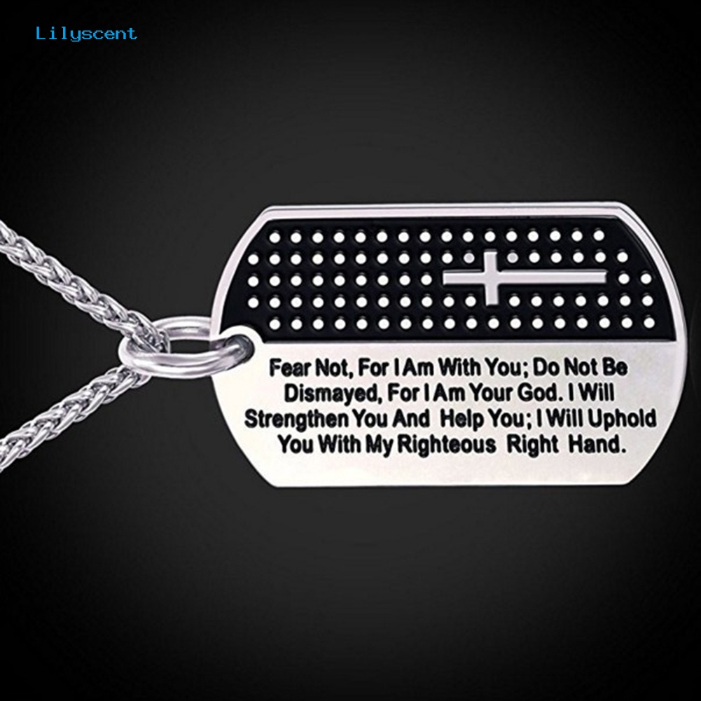 [LS] Stainless Steel Dog Tag Salib Ayat Alkitab Liontin Pria Kalung Perhiasan Kristen