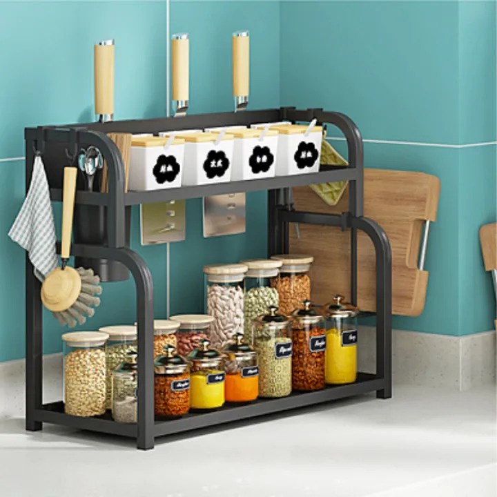 TERBARU Rak Bumbu Dapur stainlles rak bumbu botol bumbu rempah penyimpan rak dapur-TERMURAH