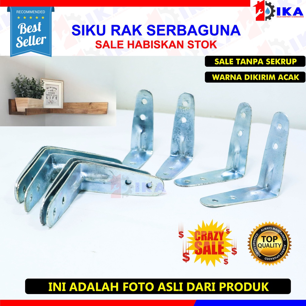 BRAKET SIKU MINI ZINC PLAT (60mm / 6cm ) L-Shaped Angle Bracket Fastener Rak Ambalan