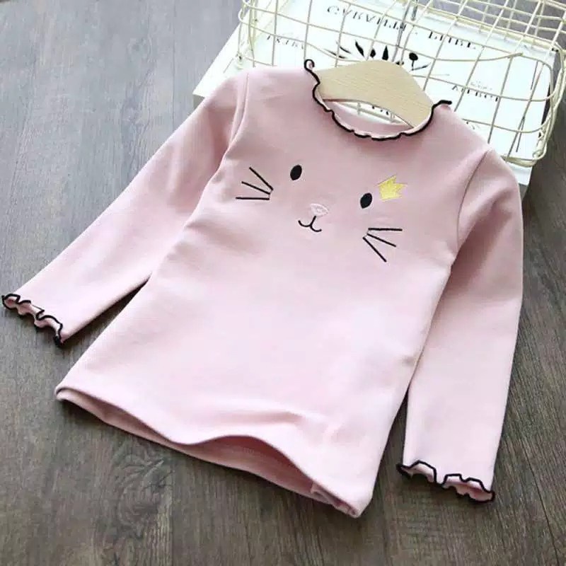 VISION ONLINE COD BAJU KAOS T-SHIRT ANAK PEREMPUAN LENGAN PANJANG MOTIF -KAOS BAYI ANAK PEREMPUAN KITTY-