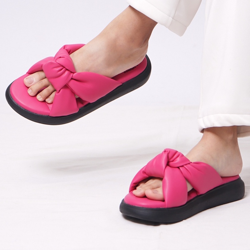 SARASARA YUK - DIVA Sandal Wanita Wedges Sendal Cewek Platform Hak Tinggi  3 cm Model Silang Unik Lucu Size 36 37 38 39 40 Pergi Jalan Casual Santai Rumah Slop Warna White Putih Selop Premium Original Kekinian Terbaru Shoes ORI Mall Official Store