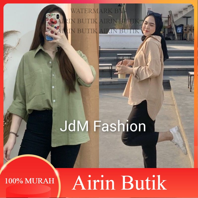 [ 100% KUALITAS ] KEMEJA WANITA OVERSIZE OLIVIA LINEN / OLIVIA SHIRT MOCCA DUSTY  PINK HITAM MACCA K