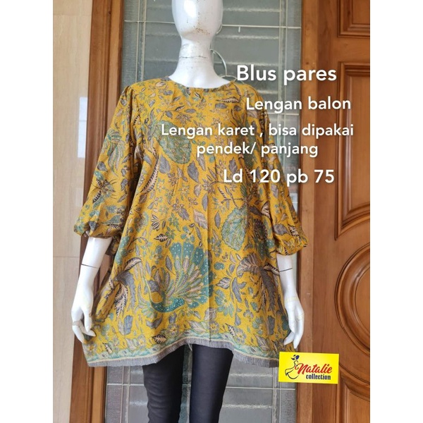 blouse pares batik lengan balon by natalie || lengan karet LD120 pb75