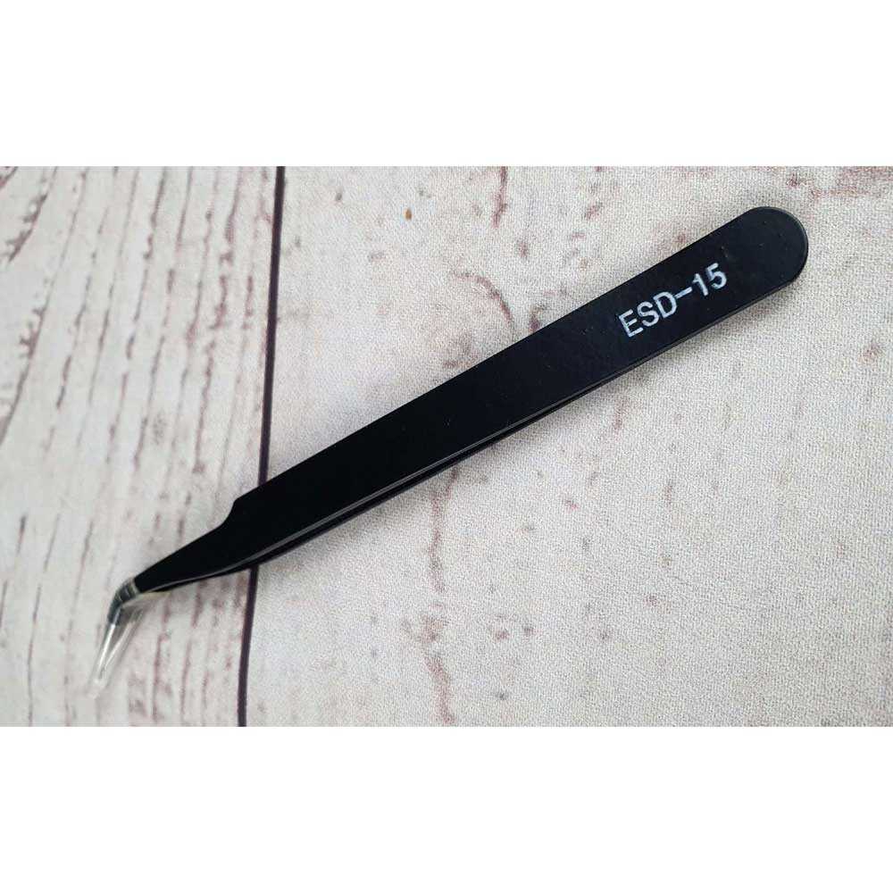 Jepitan Pinset Siku Laboratorium Tweezers Antistatic ESD 15