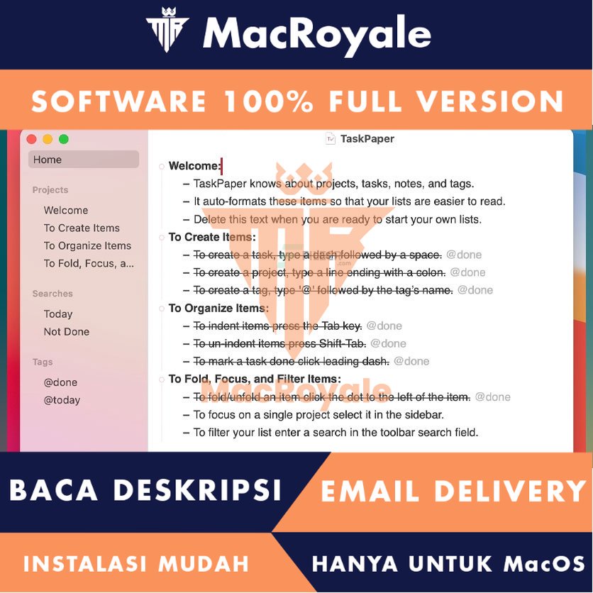 [MacOS] TaskPaper Full Version Lifetime Full Garansi