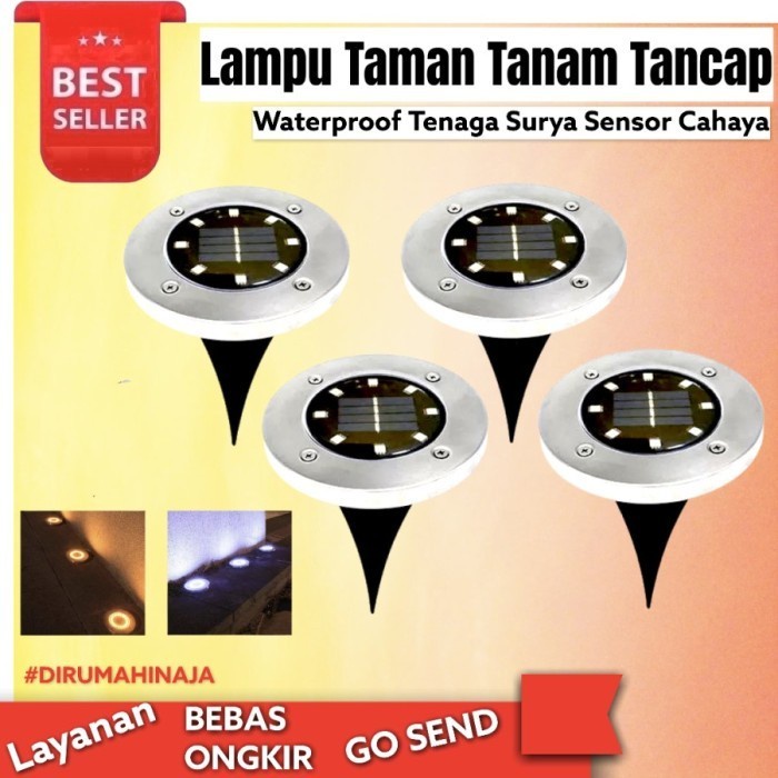 Lampu Tanam Taman Solar Tenaga Surya Outdoor 8 LED Waterproof - White