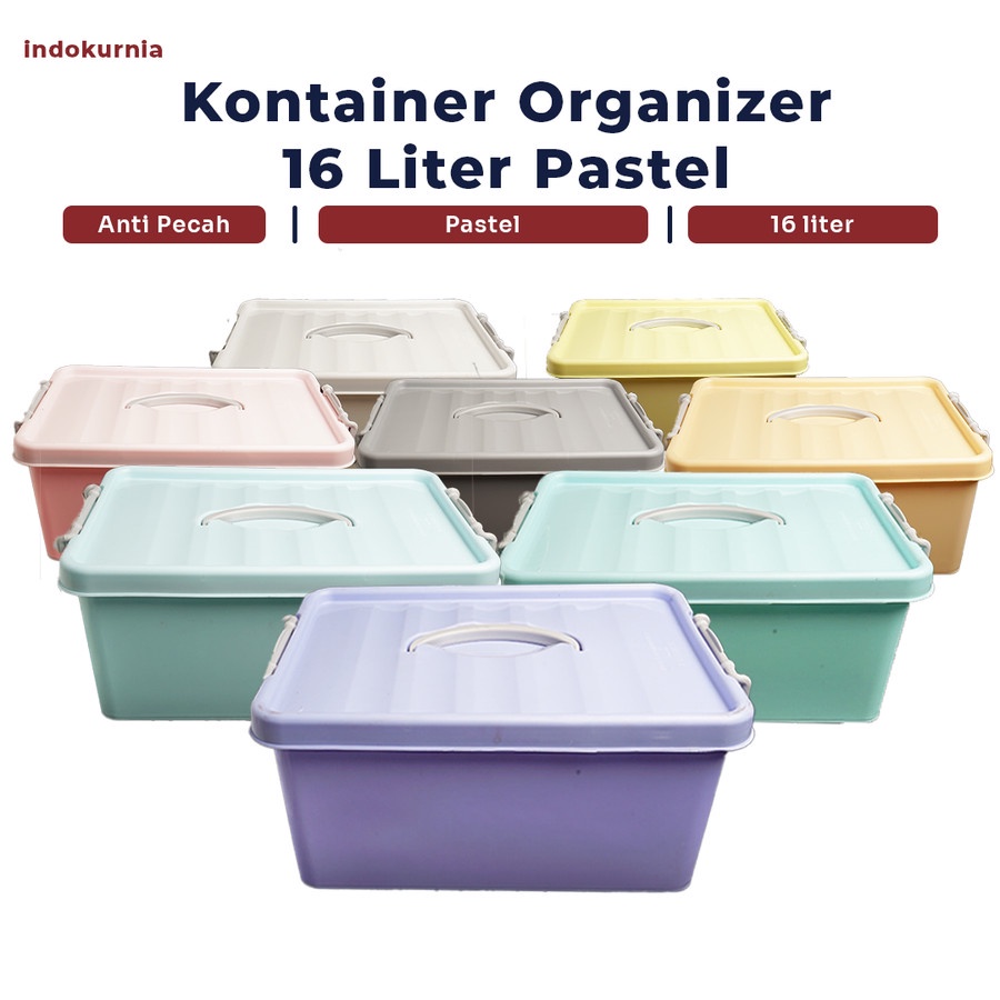 IK - KONTAINER BOX ORGANIZER 16 LITER PASTEL MACARON TERMURAH