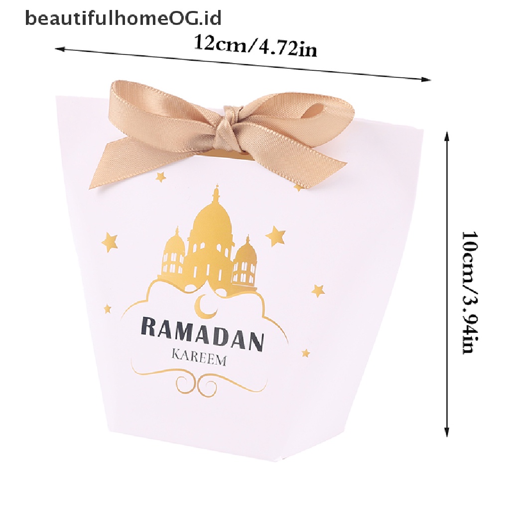// Beautifulhomeog.id// 10Pcs Eid Mubarak Gift Box Ramadan Kareem Candy Bags Dekorasi Festival Islami **