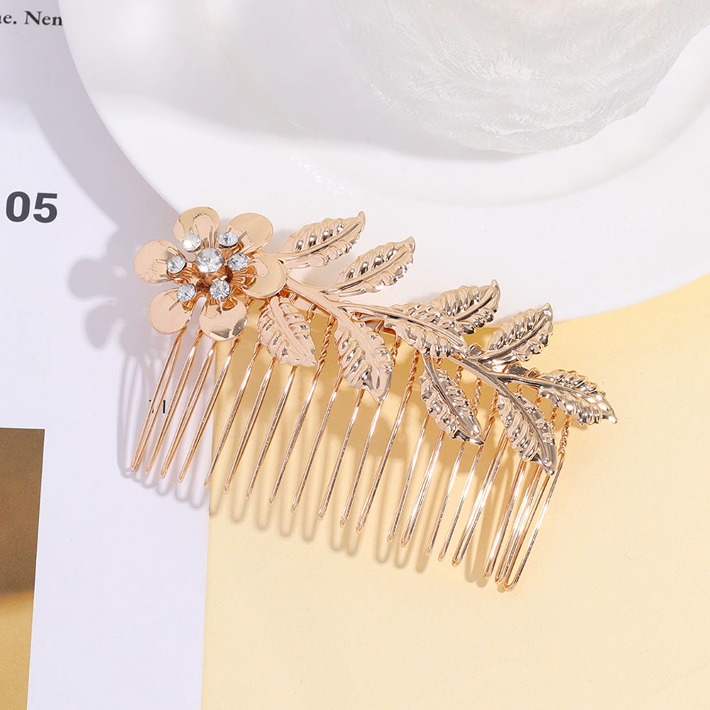 Golden Olive Leaf Insert Comb Wedding Hairstyle Dekorasi Hiasan Kepala Cahaya Mewah High-end Bridal Hair Comb