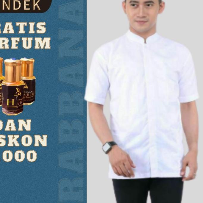 ✸ BAJU KOKO HABAIB PUTIH POLOS LENGAN PENDEK ✼