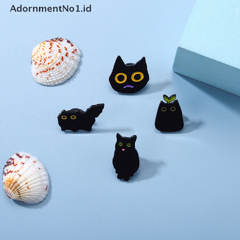 [AdornmentNo1] Gaya Punk Kecil Seri Gelap Anakan Kucing Hitam Logam Enamel Bros Kartun Hewan Kecil Yang Lucu Lencana Pin Ransel Aksesoris [ID]