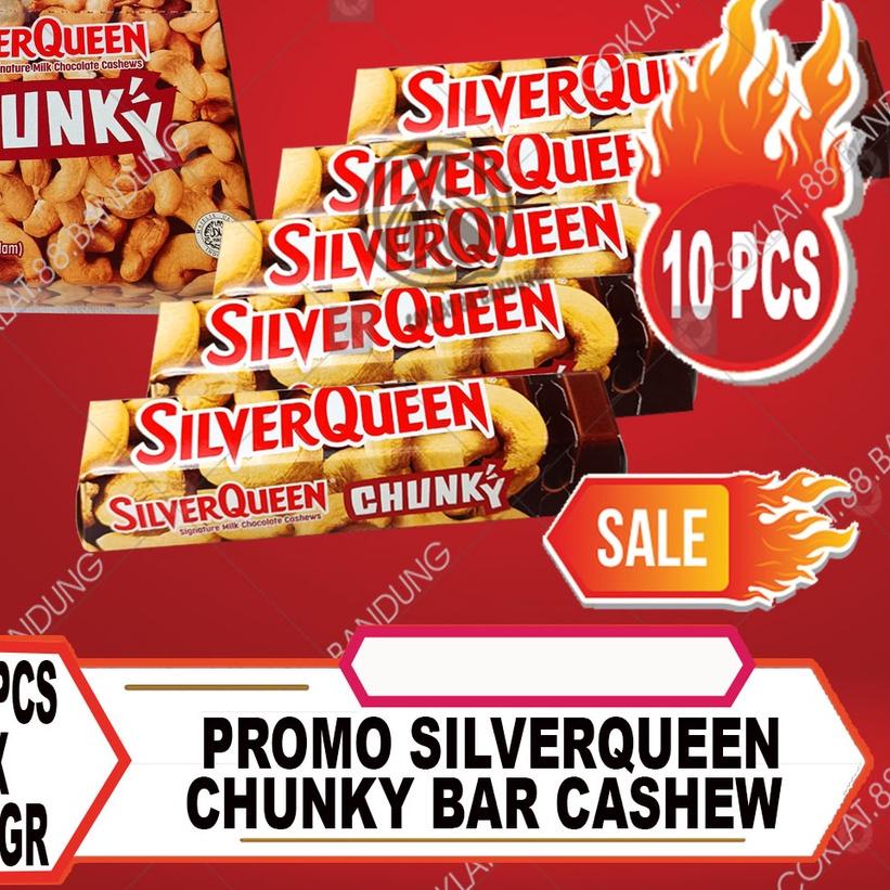 

☪ Silverqueen Chunky Bar 30 Gr Isi 10 pcs Cashew Almond Coklat, Cokelat Silver Queen Chungky Bar 10 Batang X 30 Gr Ex 33 Gram ChunkyBar 30 gram ✈