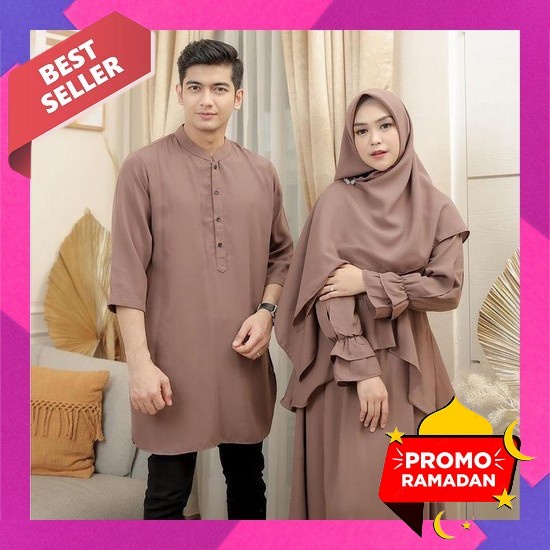 Tunisa Maxi Baju Gamis Couple Pasangan Kondangan Suami Istri Kekinian Gamis Pasangan Terbaru 2023 Sa
