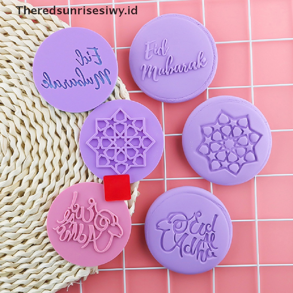 # Baju Lebaran # 1pc Cetakan Lebaran Eid Mubarak Coklat Cookies Fondant Timbul DIY Letter Stamp Tools~