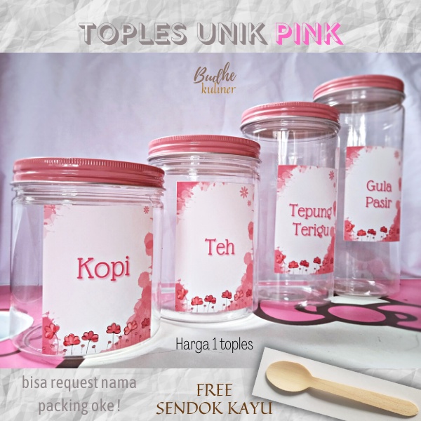 Toples plastik bening tabung 1 Kg murah alumunium tempat penyimpanan makanan unik elegant toples jar