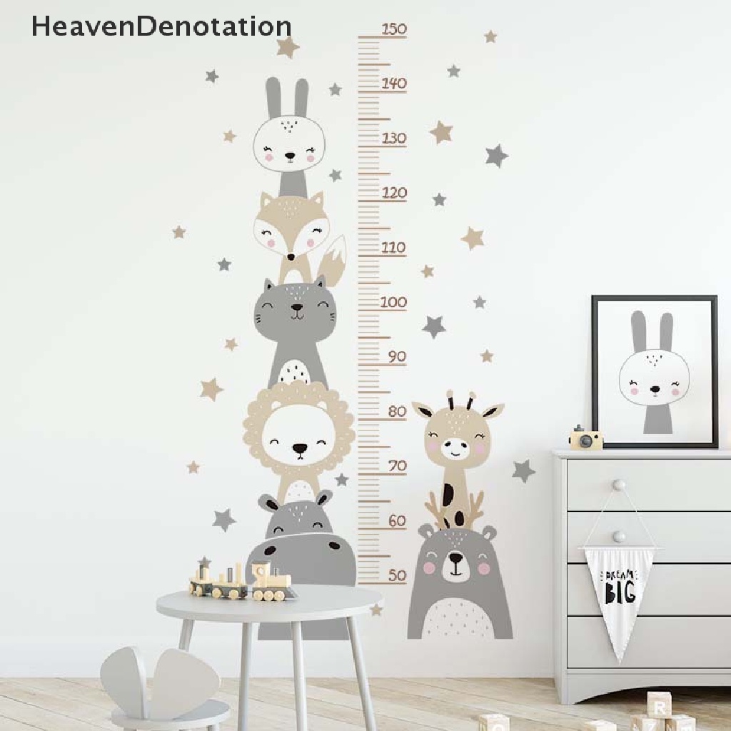 [HeavenDenotation] Gaya Warna Boho Smile Animals Bear Lion Hearts Pengukuran Tinggi Badan Ruller Stiker Dinding Untuk Kamar Anak Baby Nursery Wall Decals HDV