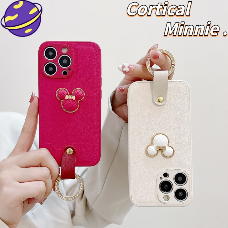 Rose Minnie Casing Pelindung Untuk 14 13 12 11 Pro X Xs Max 14Plus XR Casing Belakang Kulit Imitasi