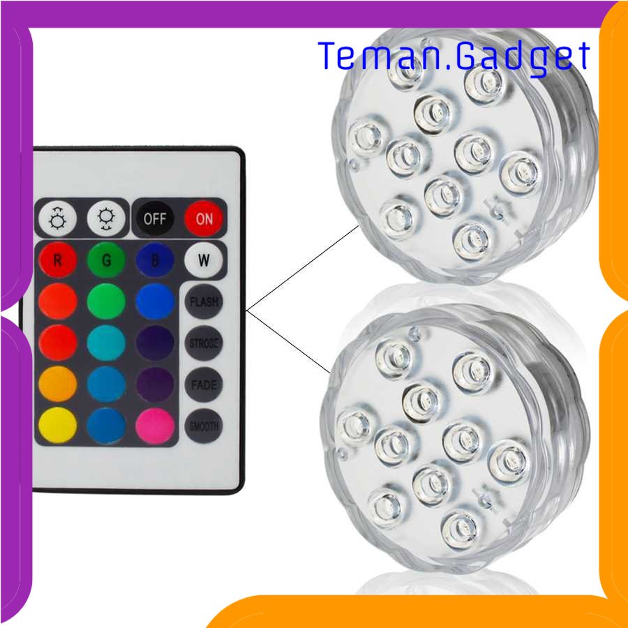 TG - LMP Lampu Hias LED Bawah Air Waterproof Submersible RGB 2PCS with Remote - 13017