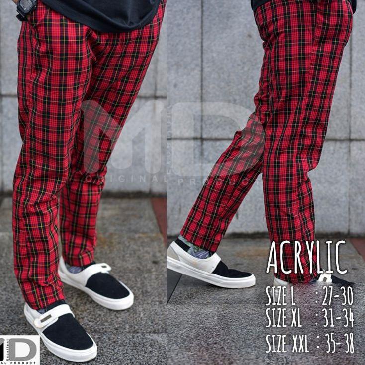 ♦ JUMBO BIGSIZE/ Celana Panjang Tartan Pria Acrilic Semi Wool/ Celana Tartan kotak kotak Bigsize Jum