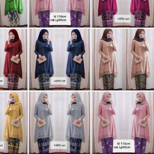 ➭ ST SAFITRI IDULFITRI stelan kebaya brukat batik kebaya brukat jumbo ld110 ✱