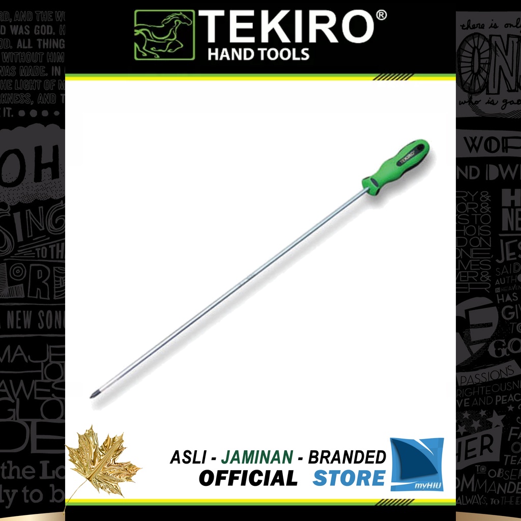 Obeng Gagang TPR Panjang (+) Plus PH1 x 400 mm TEKIRO ( Anti Selip / Sulit Basah / Ujung Magnit )