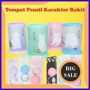 

onderdil Perlengkapan ATK Tempat Pensil Plastik Bulat Rakit Motif Karakter Warna Warni 1F3