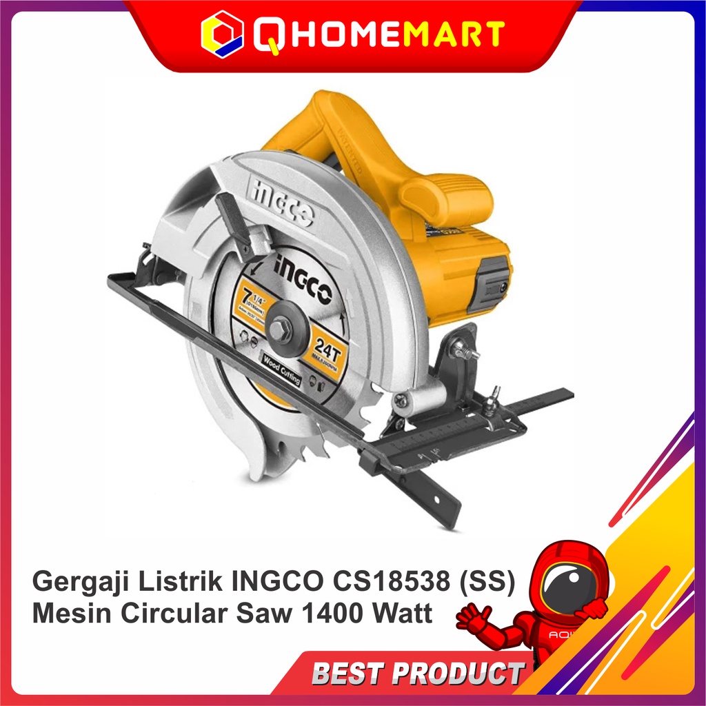 Gergaji Listrik INGCO CS18538 (SS) Mesin Circular Saw 1400 Watt