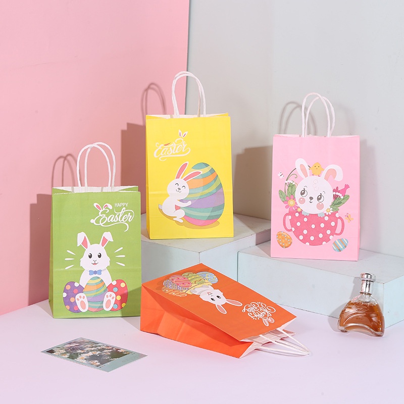 [Harga Grosir] Paket Dekor Kado Ulang Tahun Festival Kue Permen Snack Packing Pouch Kapasitas Besar Alat Tulis Mainan Storage Pack Bunny Pattern Kraft Paper Bag