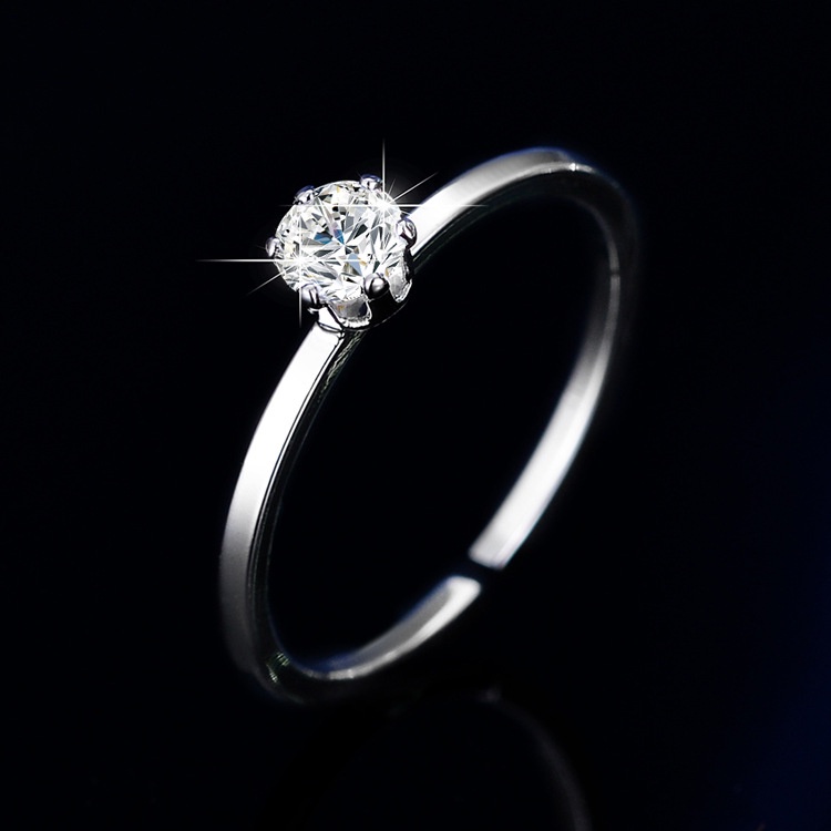 Goldkingdom Fashion Perhiasan Aksesoris Ready Stock Baru Jepang Dan Korea Ins Angin Cincin Halus Sederhana Mosaik Zirkon Mahkota Bor Tunggal Enam Cakar Cincin Pernikahan Ekor Cincin Perempuan