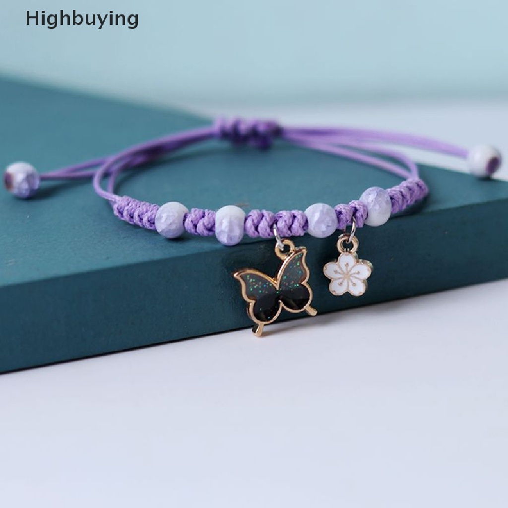 Hbid Fashion Gelang Kupu-Kupu Klasik Handmade Tali Kepang Rantai Adjustable Charm Bracelets Untuk Wanita Gadis Perhiasan Pesta Glory