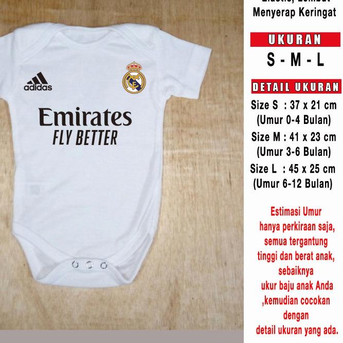 ✿ Jumper Bayi Real Madrid EMIRATES FLY BETTER Baju Bayi Romper Bayi Kaos Bayi Kado Bayi SML ♟