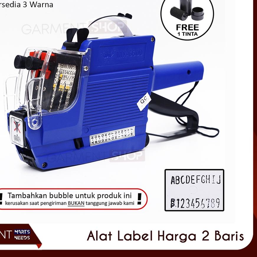 

BRANDS FESTIVAL Alat Label Harga 2 Baris 10 Digit Cetak Stiker Expired Huruf Angka MX 6600 Labeller Tool 