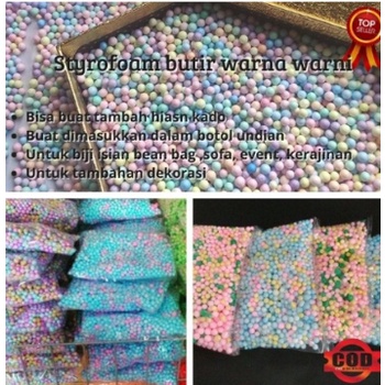 TERBARU Butiran salju styrofoam sterofoam bulat kecil warna warni gabus | 250 ml | STEREFOAM/STYROFO