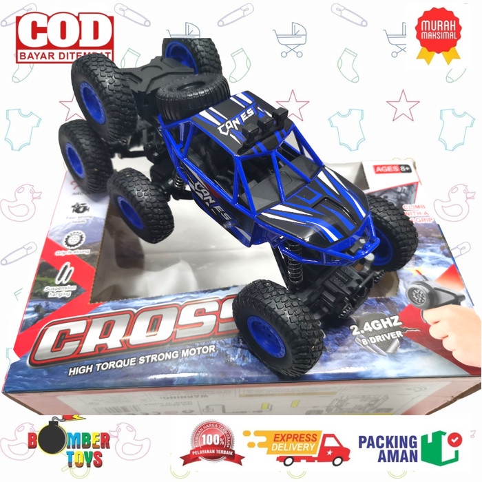 MAINAN ANAK RC MOBIL JEEP 6 BAN BESI CRAWLER SPRING OFFROAD CROSS BODY