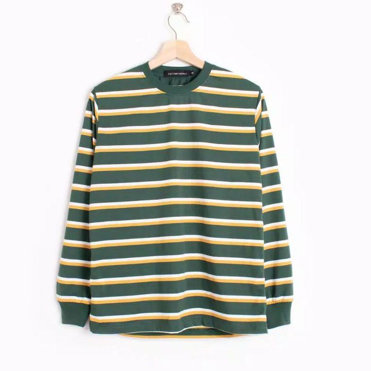 MURAH KAOS STRIPE LENGAN PANJANG SALUR BELANG BELANG STRIP CVC KAOS DISTRO