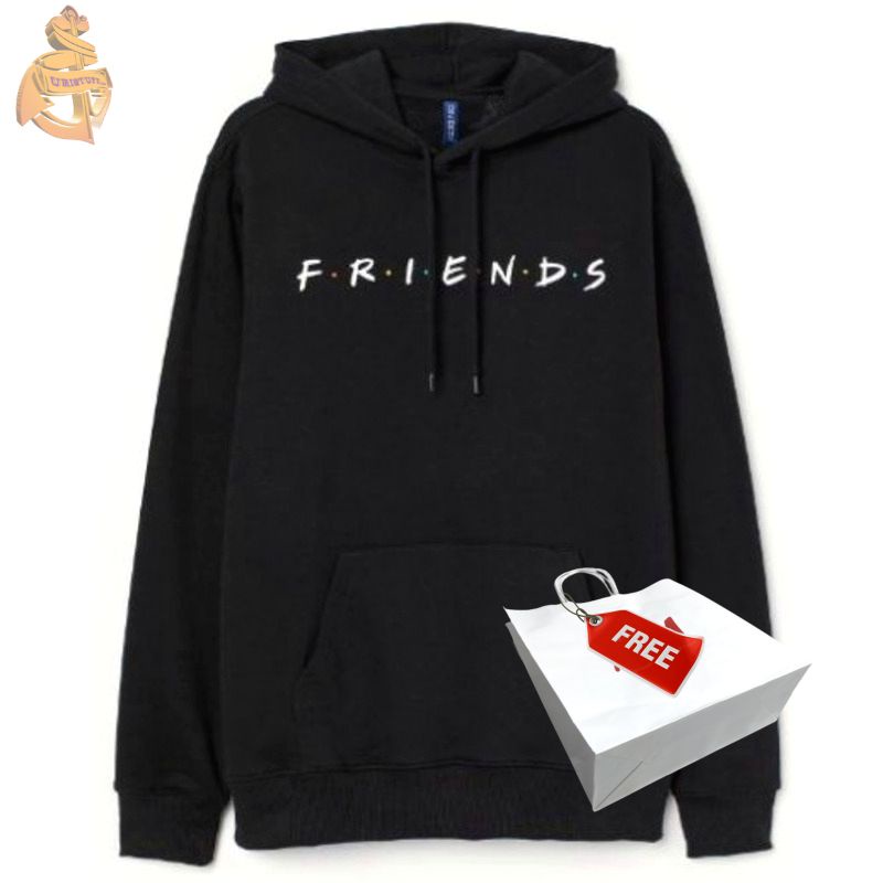 Hoodie HnM Friends Hitam Jaket H&amp;m Pria Wanita Cowok Black Free Paper Bag