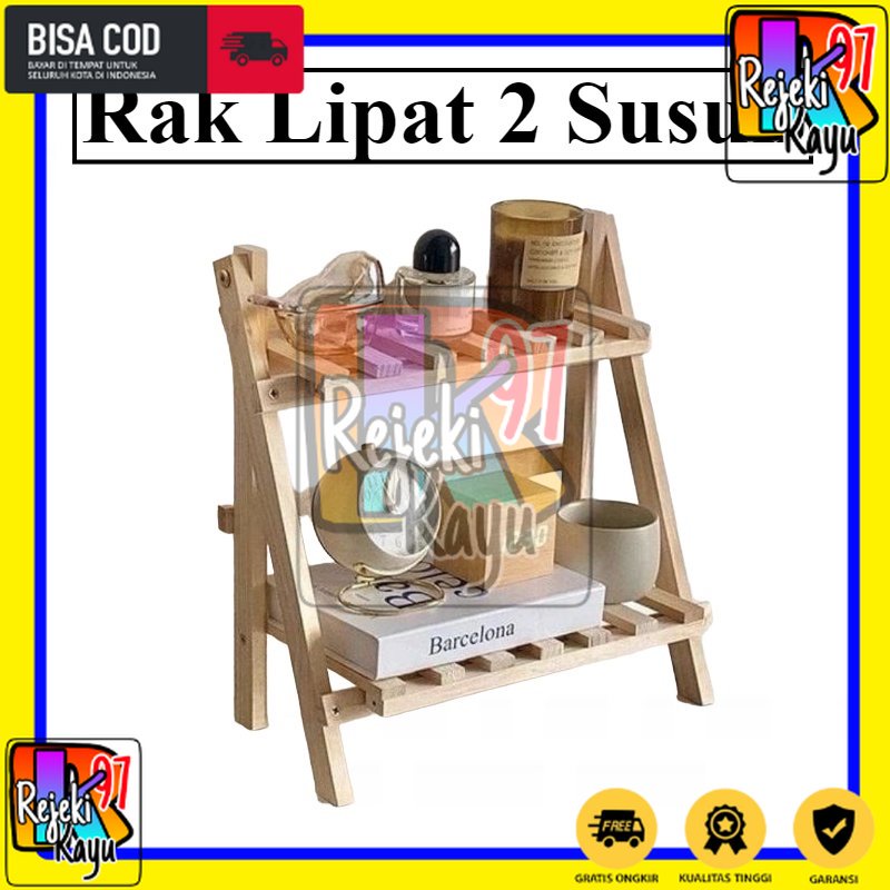 Rak Susun kayu Mini Serbaguna | Rak Meja Rakit Multifungsi