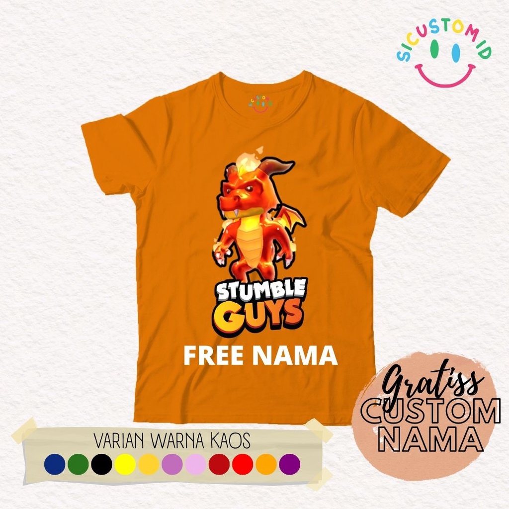 TERLARIS KAOS ANAK STUMBLE GUYS GRATIS CUSTOM KARAKTER DAN NAMA TANGAN PENDEK CUSTOM