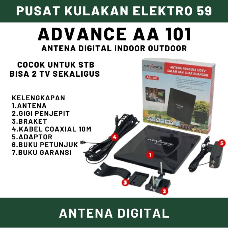 Antena tv digital indoor dan outdoor Advance AA101 super jernih