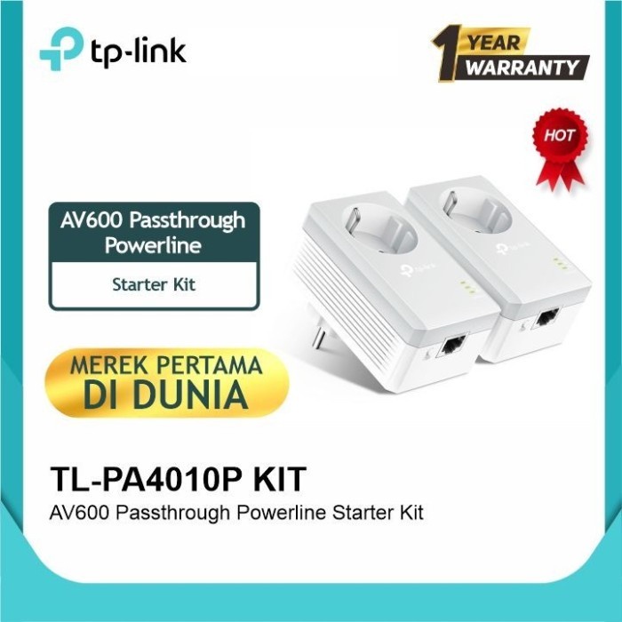 TPLink TL-PA4010P KIT AV600 Passthrough Powerline KIT
