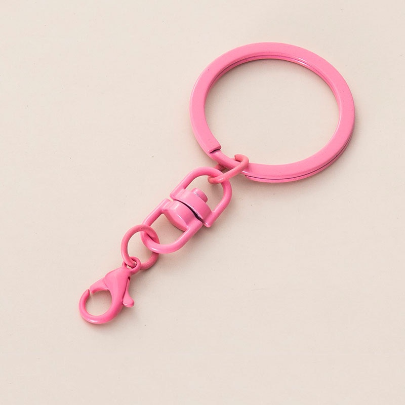 1pcs Color Baking Paint Candy Color Key Ring Gantung 8kata Turn Lobster Ring Key Chain DIY Found Making Key Chain