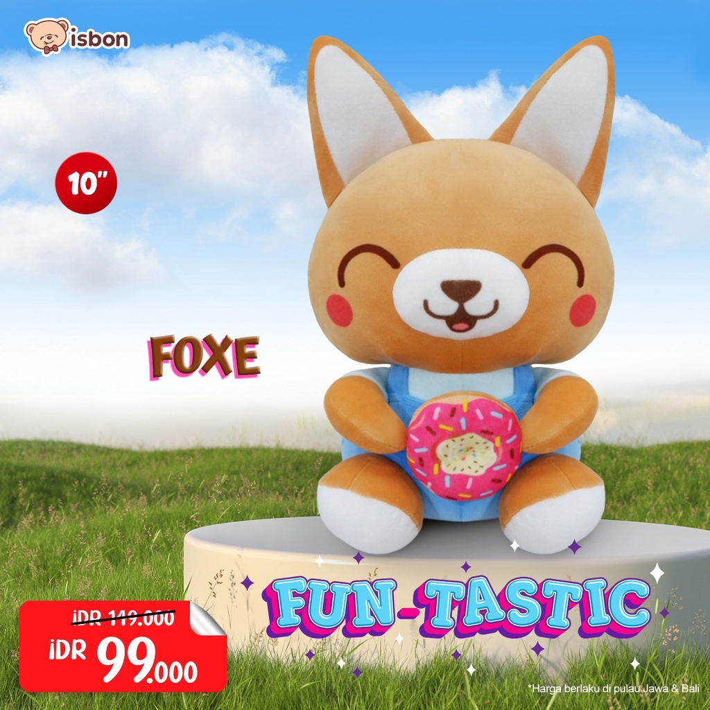 Boneka Rubah Fox Smile With Donut Fun Tastic Series Mainan Anak Bayi Bahan Premium by Istana Boneka