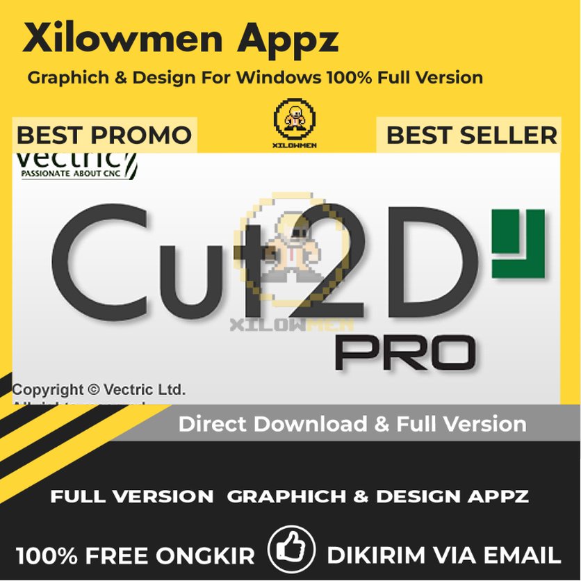 [Full Version] Vectric Cut2D Pro Design Graphics Lifetime Win OS - Software desain dan pemotongan CNC untuk proyek woodworking