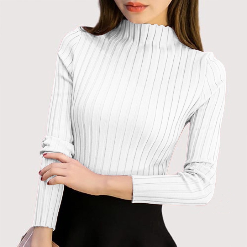 HOPYLOVY - Atasan Sweater Rajut Tebal Wanita Turtleneck Body Fit Turtle Azriel