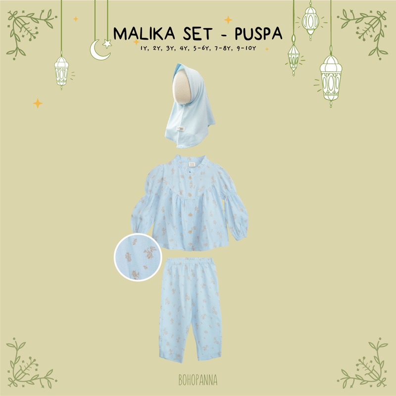 Bohopanna Raya Collection - Malika Tunik Set (Set Tunik Muslim Anak + Hijab)