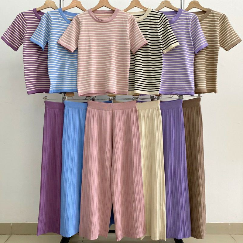 set plisket korean style set knit import set knit salur korea