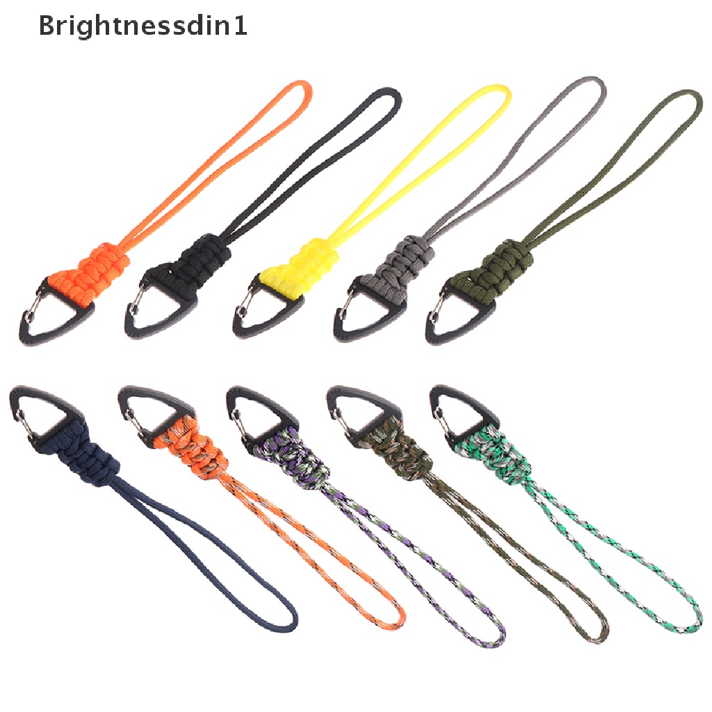 [Brightnessdin1] Paracord Gantungan Kunci Braided Lanyard Triangle Buckle Hook Parachute Cord Carabiner Butik
