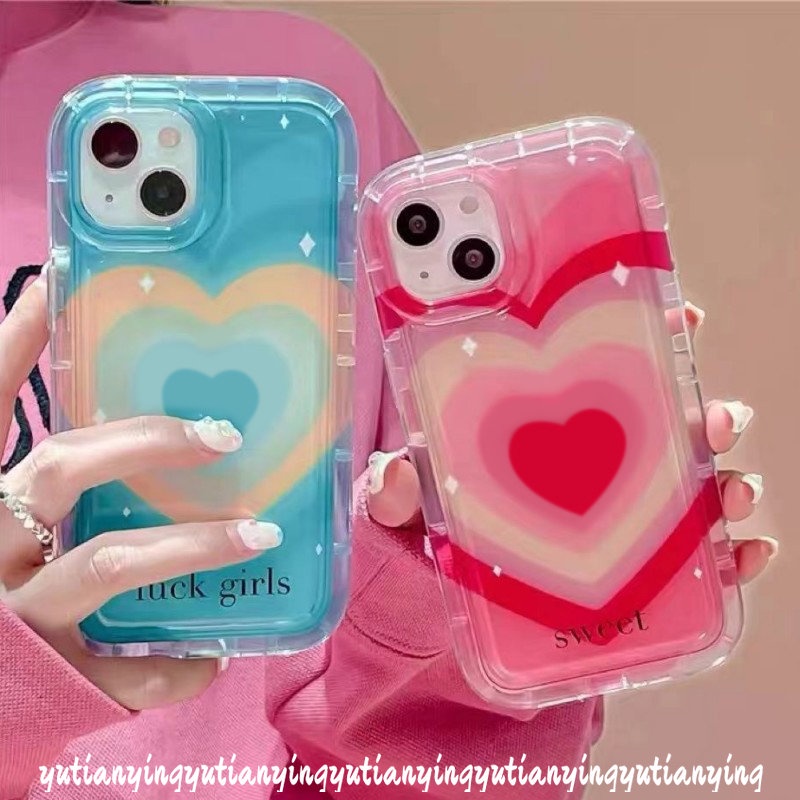 IPHONE Case Kompatibel Untuk Iphone11 13 14 12 Pro MAX 14 Pro Max7 8 6 6S Plus XR X XS MAX Ins Gradien Cinta Manis Hati Silicon TPU Permen Lembut Shockproof Airbag Back Phone Cover