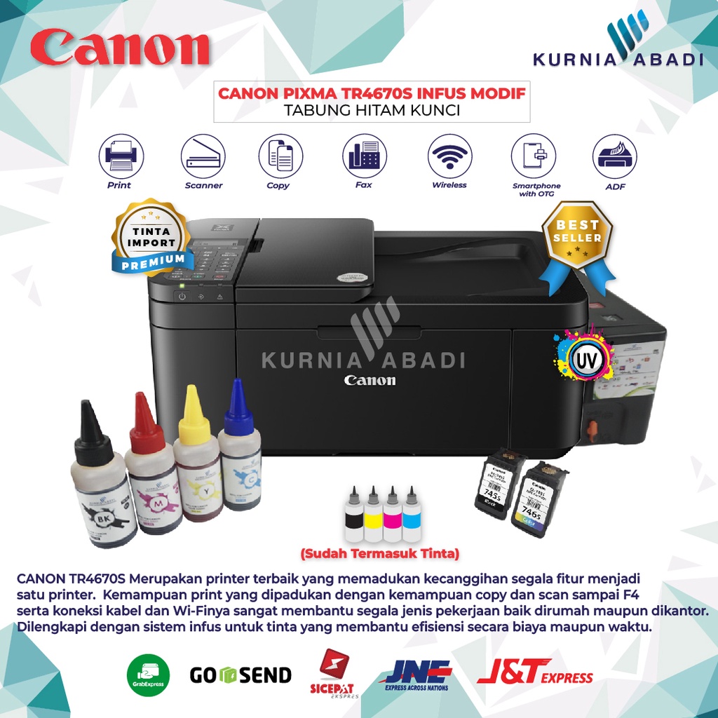 Printer Canon PIXMA TR4570S Infus Tabung Print Scan Copy Wifi Fax Adf